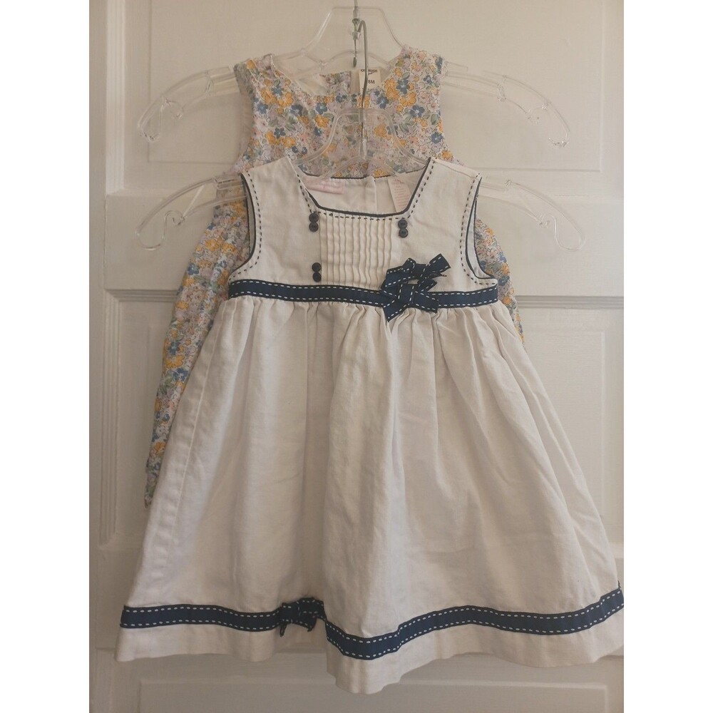 Set of 2 sundresses toddler 18 months nautical floral cotton/linen summer party